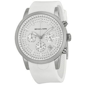 Michael Kors-Ritz Chronograph White Dial Silicone Men's Watch- needs new battery